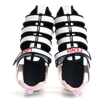 FENDI Vitello T Rex Platform Sandals 39 Ultra White Multicolor