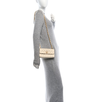 CHANEL Satin Quilted Mini Flap White