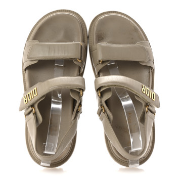 CHRISTIAN DIOR Lambskin Dioract 10mm Sandals 41 Off White