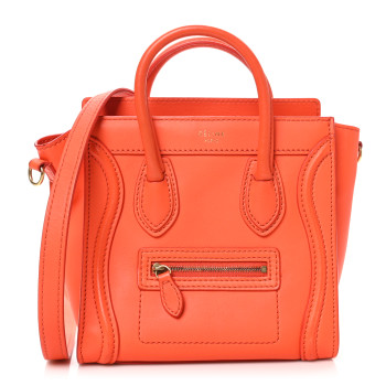 CELINE Smooth Calfskin Nano Luggage Fluo Orange