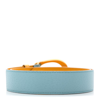 GUCCI Textured Dollar Calfskin Criss Cross Double G Memorable Buckle 40mm Belt 90 36 Crop Dusty Azure