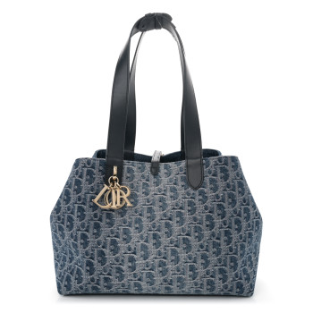 CHRISTIAN DIOR Denim Jacquard Oblique Medium Toujours Blue