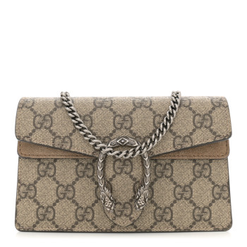 GUCCI GG Supreme Monogram Super Mini Dionysus Shoulder Bag Taupe