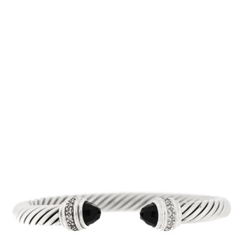 DAVID YURMAN Sterling Silver Diamond Black Onyx 7mm Cable Classics Bracelet