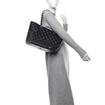 CHANEL Aged Calfskin Quilted Large Cotton Club Tote Black