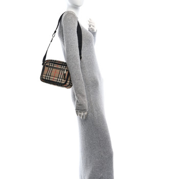BURBERRY Vintage Check Calfskin Small Camera Bag Archive Beige