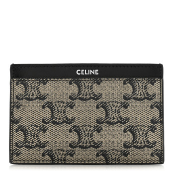 CELINE Triomphe Canvas Card Holder Beige Black