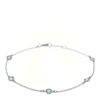 TIFFANY Platinum Aquamarine Elsa Peretti Color By The Yard 5 Station Bracelet