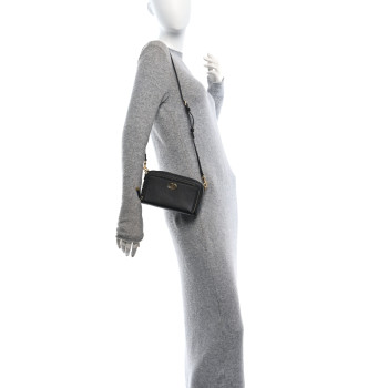 CHRISTIAN DIOR Grained Calfskin Caro Double Pouch Black