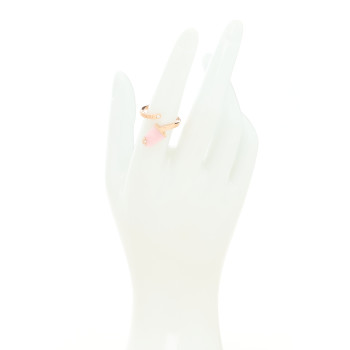 BULGARI 18K Rose Gold Diamond Pink Opal Gelati Ring 54 6.75