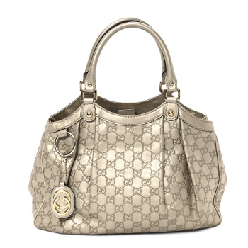 GUCCI Guccissima Medium Sukey Tote Champagne