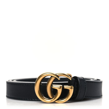 GUCCI Calfskin Double G 20mm Belt 85 34 Black