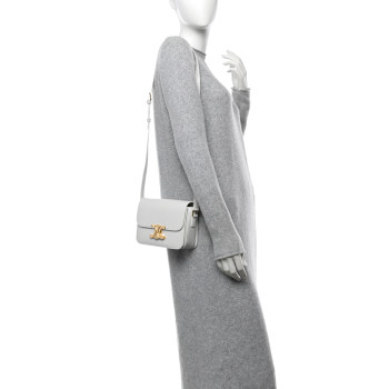 CELINE Shiny Calfskin Teen Triomphe Arctic White