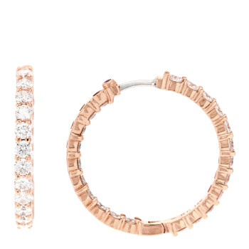 ROBERTO COIN 18K Rose Gold Diamond 2.96ctw Inside Outside Hoop Earrings