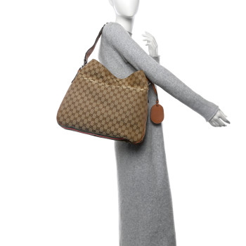 GUCCI Monogram Medium Heritage Shoulder Bag Light Tobacco