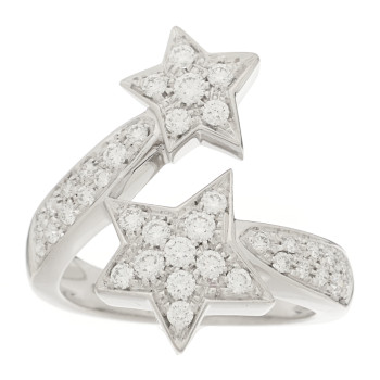 CHANEL 18K White Gold Diamond Comete Geode Ring 49 4.75
