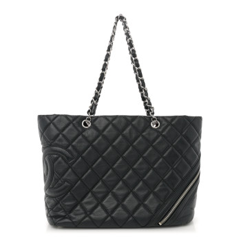 CHANEL Aged Calfskin Quilted Large Cotton Club Tote Black