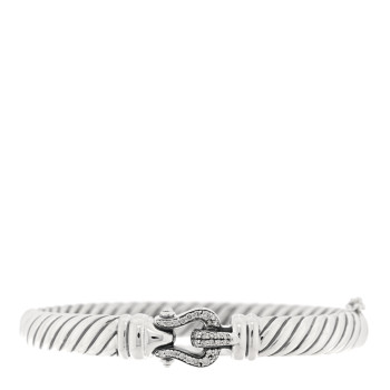 DAVID YURMAN Sterling Silver Diamond 7mm Cable Buckle Cuff Bracelet