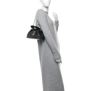 LOUIS VUITTON Calfskin Nanogram Embossed Clutch Black