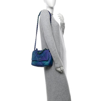 CHANEL Tie Dye Calfskin Quilted Medium Chanel 19 Flap Blue Purple