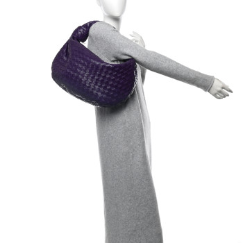 BOTTEGA VENETA Nappa Intrecciato Teen Jodie Hobo Eggplant