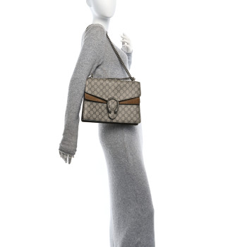 GUCCI GG Supreme Monogram Medium Dionysus Shoulder Bag Taupe