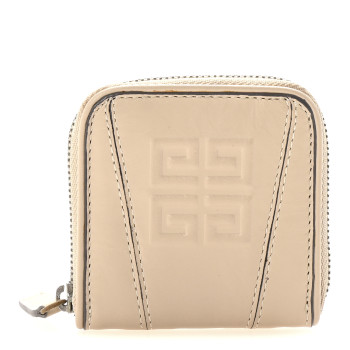 GIVENCHY Lambskin 4G Logo Zip Coin Purse Beige