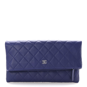 CHANEL Lambskin Quilted CC Beauty Clutch Blue
