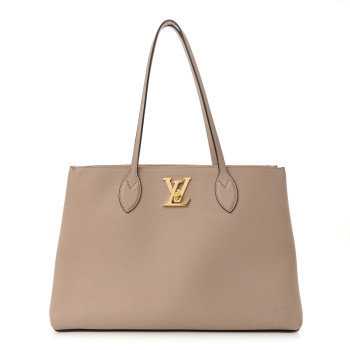 LOUIS VUITTON Grained Calfskin Lockme Shopper Greige