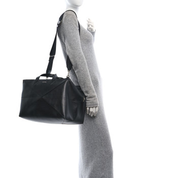 LOEWE Shiny Calfskin Puzzle Fold Duffle Black