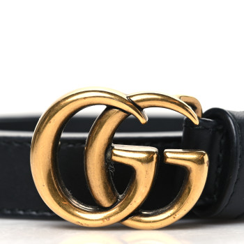 GUCCI Calfskin Double G 20mm Belt 85 34 Black
