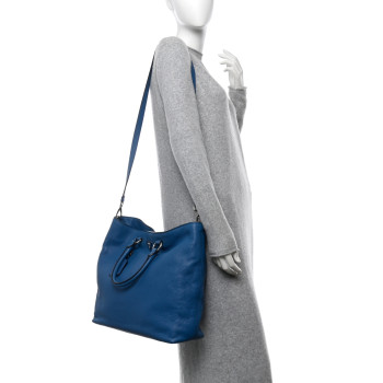 PRADA Vitello Daino Shopping Tote Cobalto
