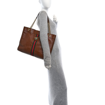 GUCCI Calfskin Large Rajah Chain Tote Cuir