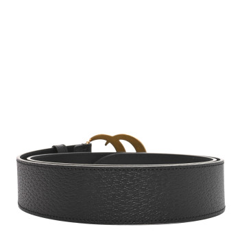 GUCCI Textured Calfskin Double G 40mm Belt 90 36 Black