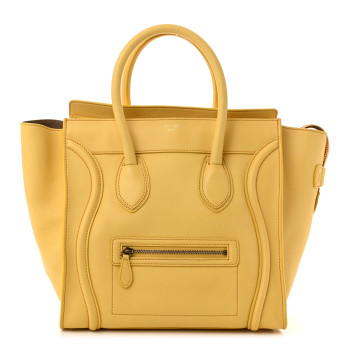 CELINE Smooth Calfskin Mini Luggage Citron