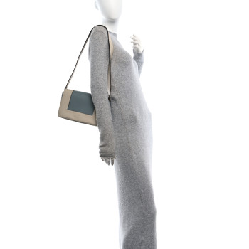 CELINE Shiny Smooth Calfskin Medium Frame Shoulder Bag Grege Storm