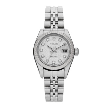 ROLEX Stainless Steel 18K White Gold Diamond 26mm Oyster Perpetual Datejust Watch Silver Jubilee 79174