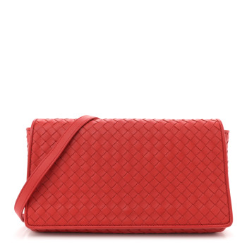 BOTTEGA VENETA Nappa Intrecciato Crossbody Flap Red