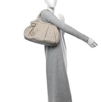 GUCCI Guccissima Medium Sukey Tote Mystic White