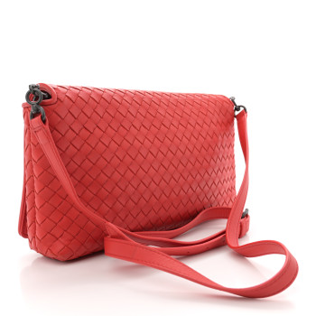 BOTTEGA VENETA Nappa Intrecciato Crossbody Flap Red