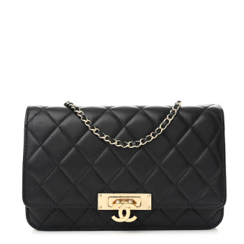 CHANEL Caviar Quilted Golden Class Wallet On Chain WOC Black
