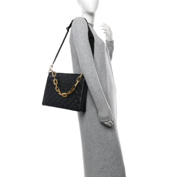 LOUIS VUITTON Lambskin Embossed Monogram Coussin MM Black
