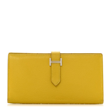 HERMES Chevre Mysore Bearn Gusset Wallet Cumin