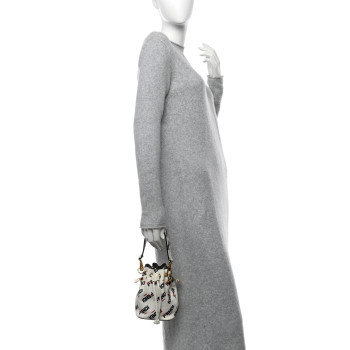 FENDI X FILA Vitello F is Fendi Mania Mini Mon Tresor Bucket Bag White