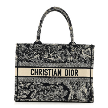 CHRISTIAN DIOR Canvas Embroidered Medium Dioriviera Toile De Jouy Reverse Book Tote Blue