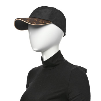 LOUIS VUITTON Polyester Silk Monogram LV Get Ready Cap L Black