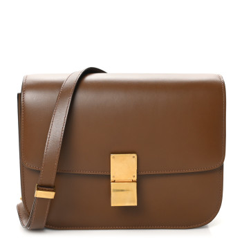 CELINE Box Calfskin Medium Classic Box Flap Bag Camel