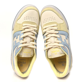 FENDI Suede Vitello Fendi Match Low Top Sneakers 41 Straw Azzurro Poison Connecticut