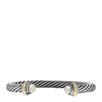 DAVID YURMAN Sterling Silver 14K Yellow Gold Cultured Pearl 7mm Cable Classics Bracelet