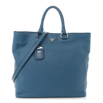 PRADA Vitello Daino Shopping Tote Cobalto
